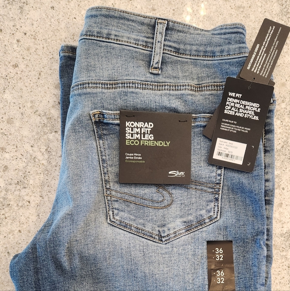 NWT 36x32 Silver Konrad Jeans